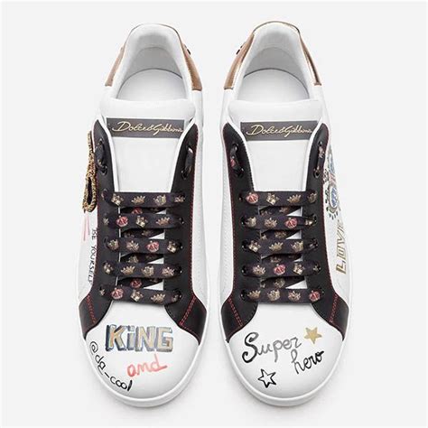 Portofino sneakers in printed nappa calfskin with patch